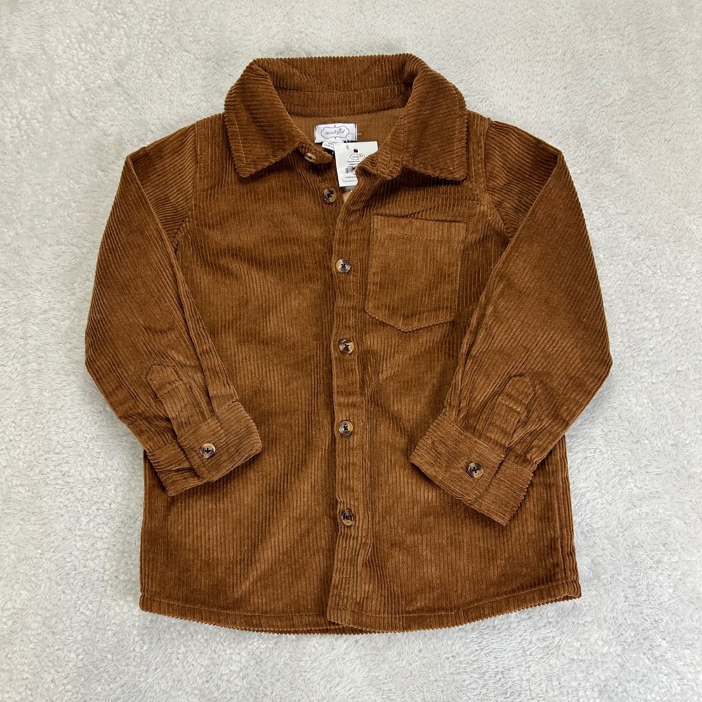 Mud Pie Caramel Cord Shacket 11080111-L Kids 4T-5T Brown Corduroy Shirt